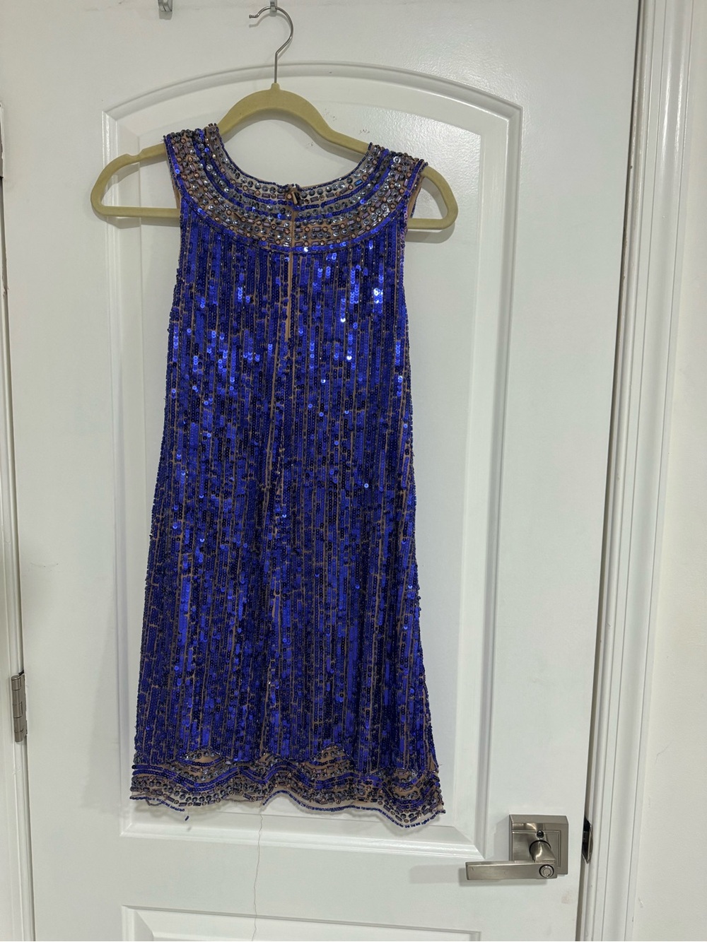 Sherri Hill Cobalt Blue Beaded Sequin Shift Dress